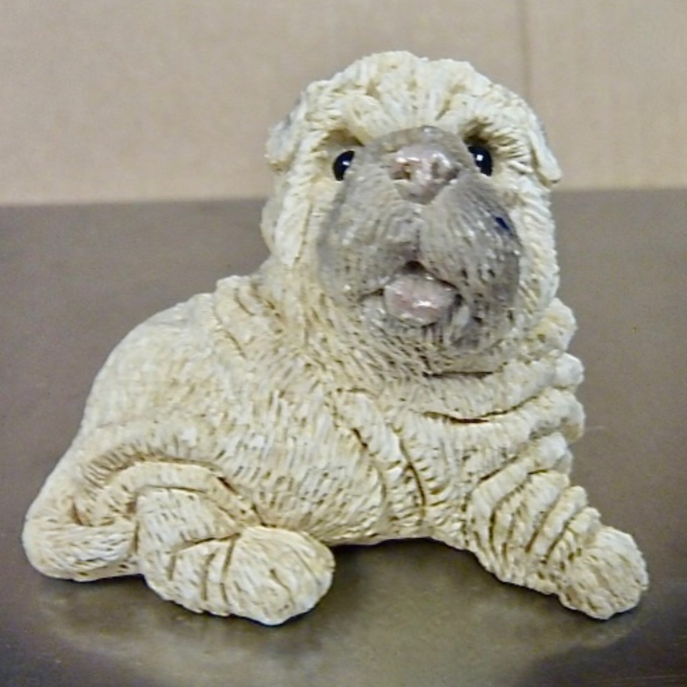 Sharpei Dog Stone Critter Littles Collectible Ceramic Figurine Vintage